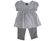 Hart Street Little Girls Grey Glitter Stripe Capri 2 Pc Pants Set 2T