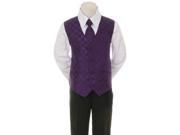 Kids Dream Purple Checkered Vest Necktie Special Occasion Boys Suit 4T