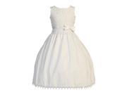Lito Big Girls White Ribbon Embroidered Cotton Tea Length Communion Dress 12