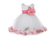 Baby Girls White Coral Petal Adorned Satin Tulle Flower Girl Dress 24M