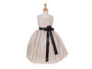 Cinderella Couture Big Girls Champagne Lace Black Sash Sleeveless Dress 10