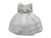 Little Girls Champagne Bow Sequin Floral Embellished Flower Girl Dress 6