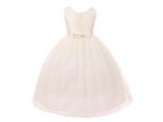 Big Girls Ivory Lace Bodice Bow Attached Tulle Junior Bridesmaid Dress 12