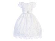 Lito Big Girls White Sequin Embroidered Organza Tea Length Communion Dress 8