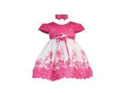 Baby Girls Fuchsia White Floral Jeweled Easter Flower Girl Bubble Dress 12M