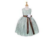 Cinderella Couture Little Girls Sage Lace Brown Sash Sleeveless Dress 6