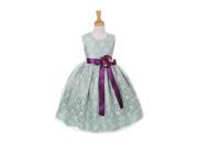 Cinderella Couture Little Girls Sage Lace Purple Sash Sleeveless Dress 2