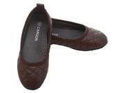 L Amour Toddler Girls 8 Brown Quilted Slip On Flat Fall Dress Shoes