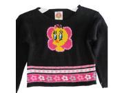 Warner Bros Little Girls Black Pink Tweety Face Motif Knit Sweater 6