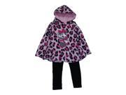 Little Girls Pink Cheetah Print Minnie Mouse Hooded Top 2 Pc Pant Set 6X