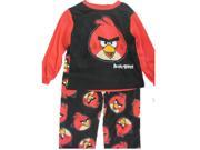Angry Birds Little Boys Black Red Cartoon Printed 2 Pc Pajama Set 4T