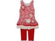 Isobella Chloe Little Girls Red Licorice Candy Two Piece Pant Outfit Set 3T
