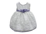 Baby Girls White Lilac Floral Embroidered Bead Flower Girl Dress 24M