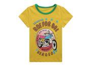 Richie House Little Boys Yellow Venice Vintage Motorcycle Printed Tee 6 7