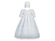 Lito Baby Girls White Organza Lace Trim Christening Easter Gown 0 3M