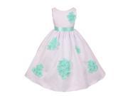 Kids Dream Big Girls Mint Shantung Flower Petals Special Occasion Dress 10