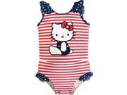 Hello Kitty Baby Girls Red White Stripes Stars Two Piece Tankini Swimsuit 12M