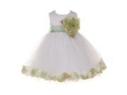 Baby Girls White Sage Petal Adorned Satin Tulle Flower Girl Dress 18M