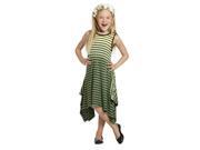 KidCuteTure Big Girls Kiwi Green Stripes Gemma Designer Spring Dress 12