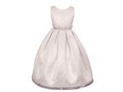 Kids Dream Little Girls Silver Jacquard Sophisticated Occasion Dress 6