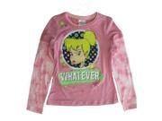 Disney Big Girls Pink Tinker Bell Spotted Layered Sleeve Cotton Shirt 10 12