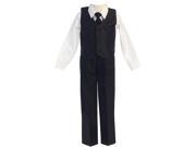 Lito Little Boys Black Poly Silk Vest Tie 4 Pcs Special Occasion Set 3T