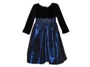 Richie House Little Girls Blue Black Velvet Top Flower Dress 3