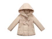 Richie House Little Girls Beige Padded Rosette Bow Accents Hooded Jacket 3 4