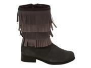 L Amour Girls Grey Fringed Detail Side Zippered Trendy Boots 13 Kids