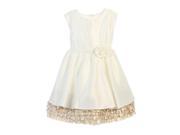 Sweet Kids Little Girls Ivory Champagne Rolled Flower Occasion Dress 2T