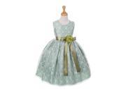 Cinderella Couture Big Girls Sage Lace Sage Sash Sleeveless Dress 8