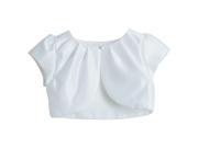 Sweet Kids Little Girls White Pleated Satin Short Sleeve Bolero Jacket 2