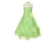 Cinderella Couture Big Girls Lime Crystal Organza Cascade Ruffle Dress 8
