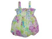 Baby Girls Lilac Floral Print Smocked Bodice Strap Bubble Dress 18M
