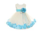 Kids Dream Baby Girls Ivory Aqua Satin Petal Floating Flower Girl Dress 18M