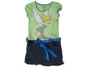 Disney Little Girls Green Blue Denim Tinker Bell Printed Dress 5