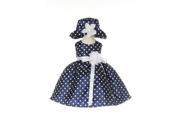 Cinderella Couture Baby Girls Navy White Polka Dot Belted Occasion Dress 18M
