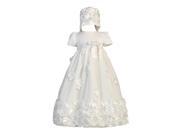 Lito Baby Girls White Floral Ribbon Tulle Dress Bonnet Baptism Set 0 3M