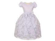 Big Girls White Embroidered Satin Sequin Tulle Flower Girl Easter Dress 10