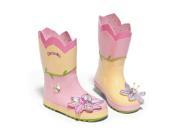 Kidorable Little Girls Pink Lotus Flower Applique Rubber Rain Boots 6 Toddler