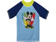 Disney Little Boys Sky Blue Mickey Mouse Print Rash Guard Swimwear Shirt 3T