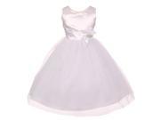 Big Girls White Slant Bow Brooch Attached Shiny Junior Bridesmaid Dress 16