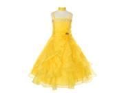Cinderella Couture Big Girls Yellow Crystal Organza Cascade Ruffle Dress 10
