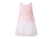 Richie House Big Girls Pink White Lace Mesh Bottom Sweet Summer Dress 9