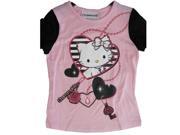 Hello Kitty Big Girls Pink Black Heart Charming Kitty Print T Shirt 7 8