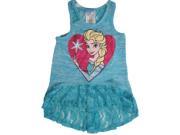 Disney Little Girls Turquoise Elsa Character Print Lace Sleeveless Top 5 6