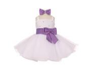 Little Girls Lavender Beaded Bow Flared Tulle Easter Flower Girl Dress 3T