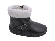 Angel Girls Black Fleece Lined Ankle Buckle Boots Shoes 3 Baby