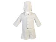 Lito Little Boys White Cotton Plaid Eton Hat Shorts Christening Outfit Set 4T