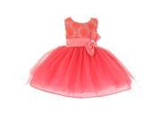 Baby Girls Coral Sequins Bow Sash Tulle Special Occasion Dress 24M